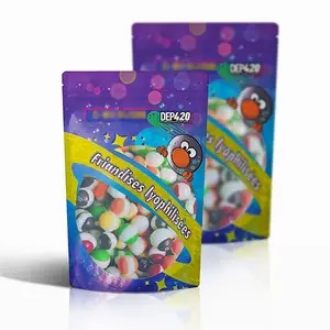 Customized Plastic Resealable See Through Packaging Frosted Window Gummy Stand Up Pouches Mopp Print Freeze Dried Candy Bags