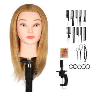 Tête <span class=keywords><strong>d</strong></span>'entraînement en cheveux naturels, modèle perruque 35 cm, durable, pour coupe de cheveux masculin, teinture et lissage spéciaux - Product Image 1