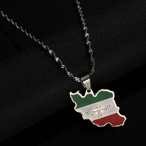 Colliers tendance anti-ternissement en argent et or PVD, bijoux fins en acier inoxydable 316L, collier carte de l'Iran pour femmes - Product Image 4