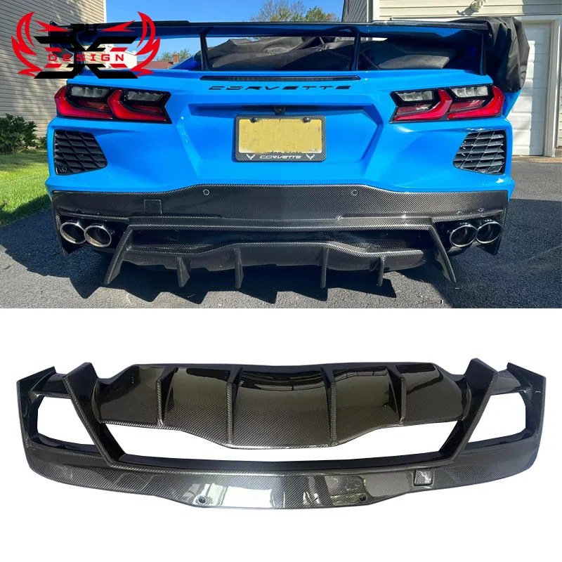 Diffusore posteriore in fibra di carbonio a secco C8 per Chevrolet Corvette C8 kit carrozzeria paraurti posteriore