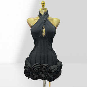 新款时尚3D花朵蕾丝露背性感晚礼服紧身正式红色短绷带连衣裙 - Product Image 5