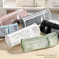 Porte-stylos cylindrique en maille de nylon, étui à crayons, style Instagram, transparent, minimaliste, organisateur de papeterie et de cosmétiques