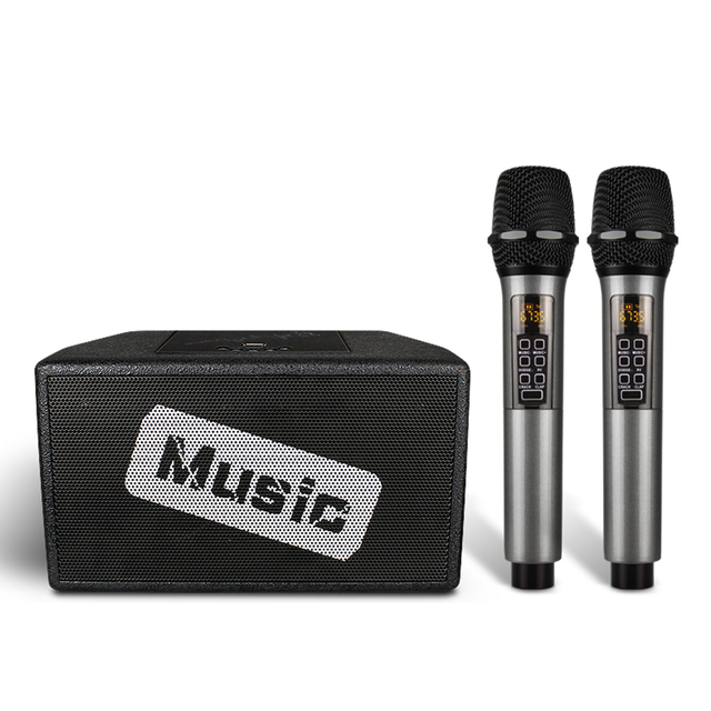 Portable Metal KTV UHF Wireless Karaoke Microphone System LED Display Echo Handheld Home Phone Compatible Audio Players 18650