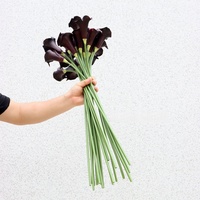 Bunga Calla Lily PU Ungu Tua Buatan Tangan Berkualitas Tinggi untuk Dekorasi Rumah Hari Valentine, Rangkaian Bunga Genggam