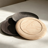 Ensemble de vaisselle rond en plastique PP incassable, sans BPA, réutilisable, motif grain de bois, écologique, pour bébé, idéal pour fruits, collations et desserts - Vente en gros