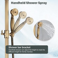 Ensemble de douche en laiton antique européen Robinets de douche de bain en bronze à double poignée SF6004