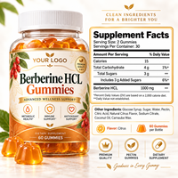 Gummies de berbérine HCL en marque blanche OEM, 60 unités, complément alimentaire pour le bien-être