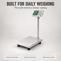 Timbangan Lantai Digital Tugas Berat Portabel 150kg dengan Roda, Timbangan Platform untuk Logistik Gudang