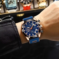 Jam Tangan Pria POEDAGAR 913 Luminous Sport Business Chronograph Mewah Fashion Tahan Air Tali Silikon Quartz