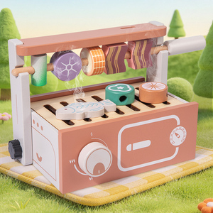 Jouet de barbecue en bois pour enfants, jeu de simulation de cuisine éducatif précoce - Product Image 5