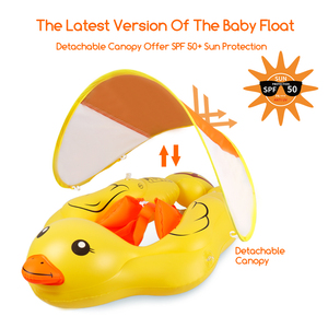 Flotador de Piscina para Bebé con Forma de Pato Amarillo, con Toldo UPF 50, Chaleco Salvavidas para Bebés, Asiento de Seguridad, Set de Juego Acuático para Niños Pequeños - Product Image 2