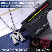 Pendentif Lettre Initiale A-Z en Moissanite, Test Diamant, en Argent Sterling 925, Bijoux Iced Out Style Hip Hop pour Homme, Vente en Gros