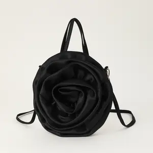 Y2K Style Rose Flower Shape Satin Small Handbags For Girls And Ladies Mini Elegant Purses