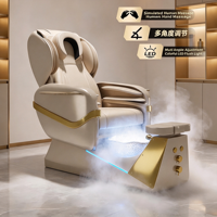 Fauteuil de pédicure électrique de luxe avec bassin à pieds en cristal, lumière ambiante LED, massage complet du corps, fauteuil inclinable pour soins des pieds en salon