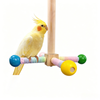 Vente Flash Interactive 360 °   Perchoir rotatif en bois pour perroquet avec jouet à mâcher en corde de coton pour petits et moyens oiseaux en cage