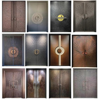 Porte d'entrée de villa à double battant en aluminium moulé de Zhejiang, anti-effraction, pour appartement et maison individuelle, design minimaliste, personnalisable
