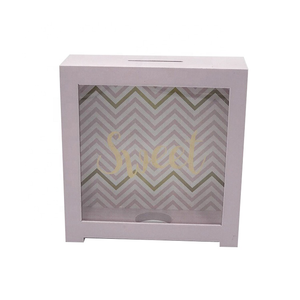 Wholesale Square Wooden Saving Money Box Photo Frame Shadow Box For Kids