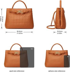 Custom PU Leather Hand woven Designer Tote Bag Retro All-match <b>Large</b> Capacity Commuting Crossbody Single shoulder Handbag - Product Image 2