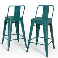 Ensemble de 4 tabourets de bar en métal, tabourets de bar de hauteur comptoir avec dossier, style industriel, tabouret de comptoir intérieur, chaise de bar moderne