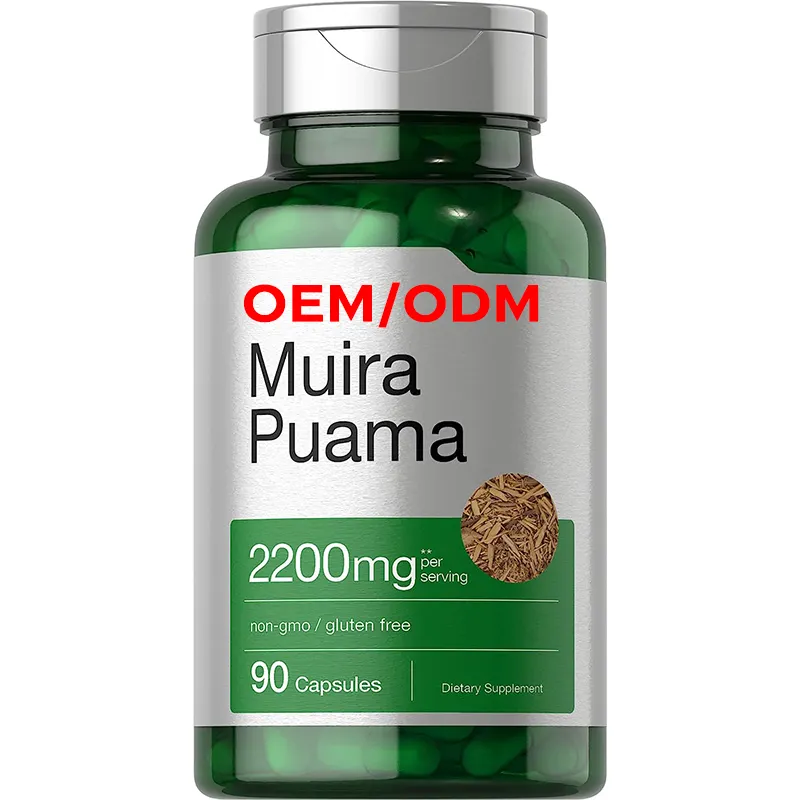 Muira puama chiết xuất từ rễ 2200 mg 90 viên nang không GMO Gluten bổ sung miễn phí