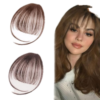 Lot de 2 franges naturelles invisibles en cheveux Remy, style décontracté, marron foncé/clair, par Senmu Beauty