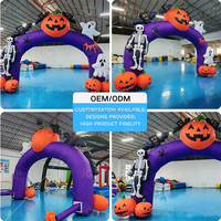 Arche gonflable géante d'Halloween Citrouille et Fantôme, imperméable, pour l'extérieur, la cour, la maison hantée, la décoration d'entrée de fête