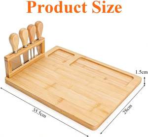 Bandeja de Bambú para Queso, con 4 Cuchillos para Queso, Bandeja de Madera para Servir, para Navidad, Bodas, Cumpleaños y Aniversarios - Product Image 2