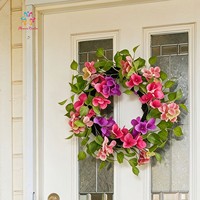 Karangan Bunga Bougainvillea Buatan Warna-warni, Karangan Bunga Pintu Depan Imitasi untuk Dekorasi Rumah Pernikahan Musim Semi dan Musim Panas