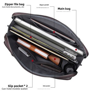 Maletín de Cuero Genuino para Hombre, Maletín de <span class=keywords><strong>Abogado</strong></span>, Venta al por Mayor de Fábrica, Bolso de Mano para Hombre, Bolso Bandolera - Product Image 3
