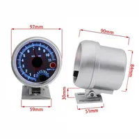 Tachometer Mobil Otomatis Pengukur Tacho 0~11000 RPM Meter 3.75" 97mm Universal Berwajah Putih Cangkang Perak Meter LED Biru Penunjuk Ganda