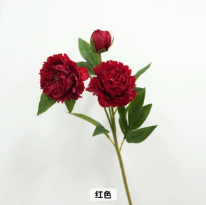 Peonías Artificiales de Seda de Alta Calidad Hechas a Mano con 3 Cabezas en Blanco y Rosa, Ideales para Bodas, Decoración del Hogar, Fiestas de Regreso a Clases - Product Image 3