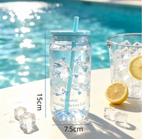 Gobelet en plastique PC de 500 ml (16,9 oz) avec logo personnalisé, motif nœud et cœur, avec paille, idéal pour café glacé, jus, voyages et fêtes