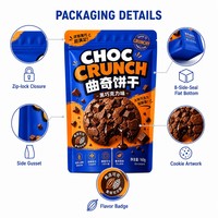 Emballages personnalisés pour biscuits au chocolat, sachets refermables imprimés numériquement pour biscuits, pâtisseries, en-cas et emballages alimentaires