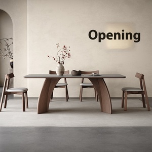 Tavolo da Pranzo Moderno Retrò in Pietra Naturale, Legno di Noce Anticato e Frassino, <span class=keywords><strong>2</strong></span> Posti, Rettangolare, per Soggiorno, Finitura Opaca - Product Image 2