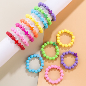 Dibujos animados Adorable Kids Macaron Color Cruz <span class=keywords><strong>Pulsera</strong></span> Acrílico Niños Colgante <span class=keywords><strong>Pulsera</strong></span> para regalos - Product Image 1