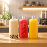Bouteille de boisson en plastique jetable de 300 ml, 400 ml, 500 ml, flacon plat transparent en PET, contenants pour boissons, jus de fruits, infusion froide