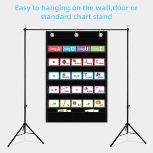 Foldable 5-Pocket Standard Pocket Chart with Clear Design and Extra Storage Pocket for School Home Office Use - Product Image 6