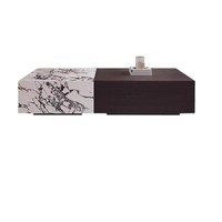 Ensembles de salon de luxe 2026 : Table basse rectangulaire durable avec plateau en verre et rangement, écologique, pour une décoration intérieure moderne