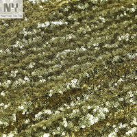 Tissu en maille de nylon extensible Nanyee Textile avec sequins dorés superposés