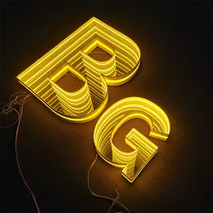 Customized Outdoor New Fashion Multi Layer Infinity Mirror Acrylic Abyss Mirror Mini Letters Infinite LED letter Sign