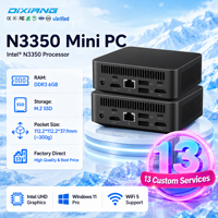Mini PC Intel N3350 Hemat Energi, Casing Hitam, RAM DDR3 6GB, Penyimpanan M.2 NGFF SATA+PCIE, Komputer Mini Multitakip Port