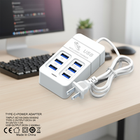 Chargeur de téléphone portable 6USB 3A Adaptateur secteur multi-ports 35w Charge rapide 3PD*3USB Prise universelle Chargeur de voyage pour téléphone portable
