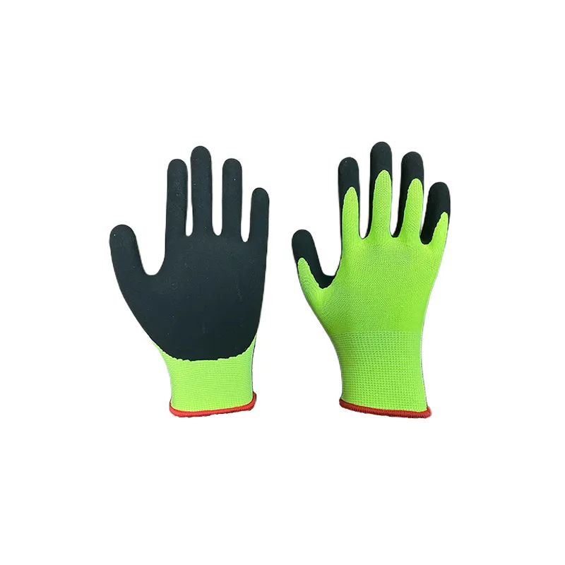 Manufacturer Polyester Industrial Safety Latex Sandy Coated Work Gloves