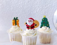 Décorations de gâteaux comestibles de noël, 50 pièces, bonhomme de neige, canne à bonbons, garniture de gâteaux père noël