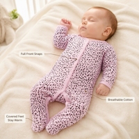 Pijama de Bebé con Estampado de Cactus, Mono de Algodón Blanco de Manga Larga Unisex para Recién Nacidos