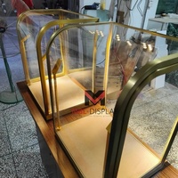 Vitrine de présentation haut de gamme avec plateau en verre, pour bijoux et montres, présentoir sur piédestal en bois, armoire de rangement, comptoir d'exposition pour sacs à main