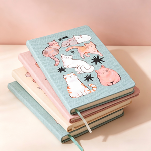 Carnet personnalisé motif <span class=keywords><strong>chat</strong></span>, joli carnet en toile A5, pages lignées - Product Image 1