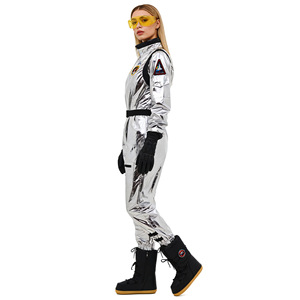 Disfraz de astronauta plateado con diseño de flores cayendo en las nubes, traje espacial unisex para cosplay de Halloween - Product Image 3