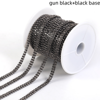 Vente en gros de griffes en verre cristal avec strass pour chaussures et fabrication de bijoux avec motif à coudre à double rangée de griffes et chaîne avec strass complet