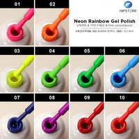 Vernis à ongles gel néon arc-en-ciel personnalisé avec logo, sans HEMA ni TPO, vernis à ongles semi-permanent néon UV LED, vernis à ongles qui s'enlève par trempage
